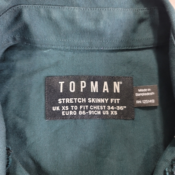 Topman Teal Button-Down Longsleeve Men's Shirt | Size XS - Picture 2 of 6